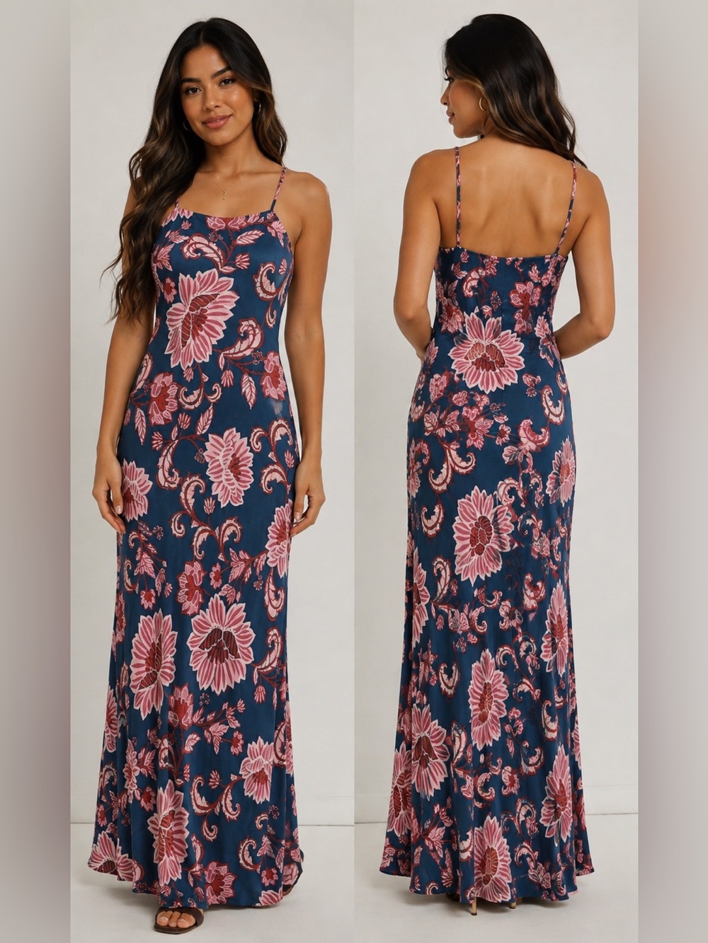 NWT FARM Rio‎ Flower Delicacy Paisley Slipdress SZ X-Small DARK BLUE